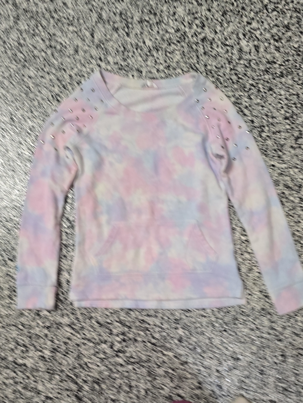 Volcom Pastel Tie-Dye Crewneck Sweater with Shoulder Studs